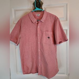 LRG Woven Woman's Short Sleeve Blouse, Size: Large Color: Pink